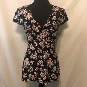 Marilyn Monroe Floral V Neck Blouse - Lace Detail